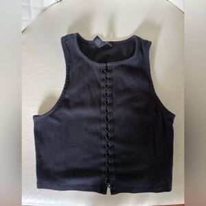 Forever 21 Blue Sleeveless Tank Top with Zigzag Stitching